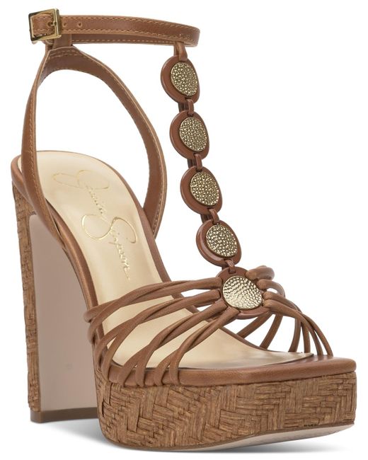 Jessica Simpson Brown Colero Coin Strappy Platform Sandals