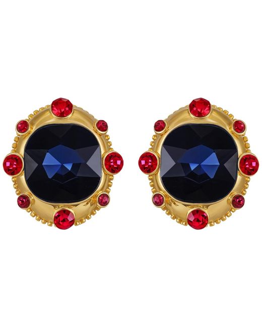 Guess Blue Sapphire And Ruby Stones -tone Regal Clip-on Earrings