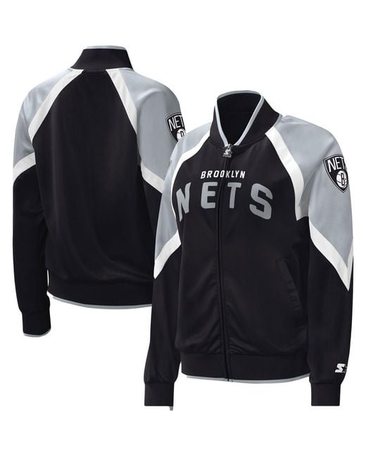 Starter Black Brooklyn Nets Slam Dunk Raglan Full-zip Track Jacket