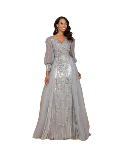 Lara Gray Long Sleeve Lace Gown