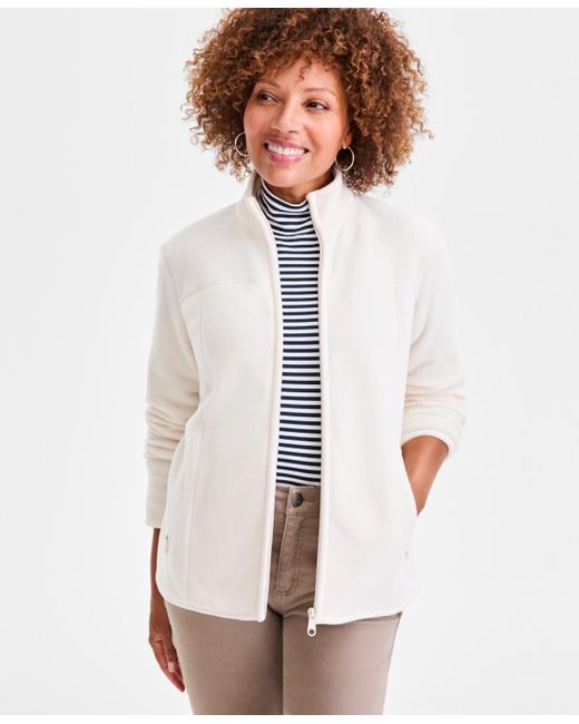 Style & Co. White Polar Fleece Jacket
