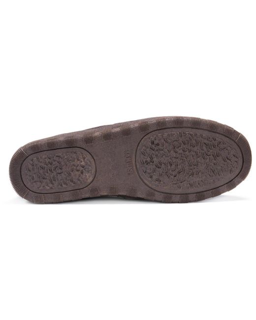 Muk Luks Brown Paul Printed Berber Suede Moccasin Slippers for men
