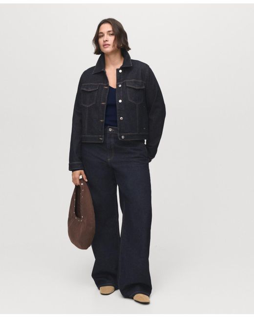 Mango Blue V-neck Ribbed Knit Sweater