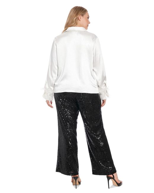 Muse Black Plus Size Sequined Pull-on Pants