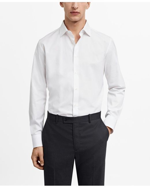 Mango White Slim-fit Cotton Poplin Dress Shirt