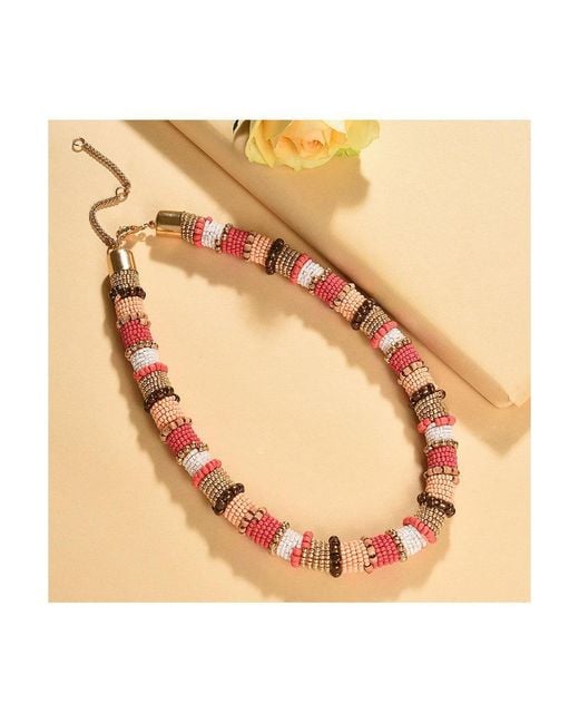 SOH Red Beaded Statement Necklace