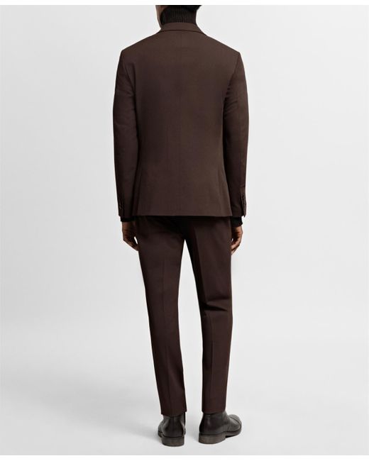 Mango Brown Super Slim-fit Stretch Fabric Suit Blazer for men