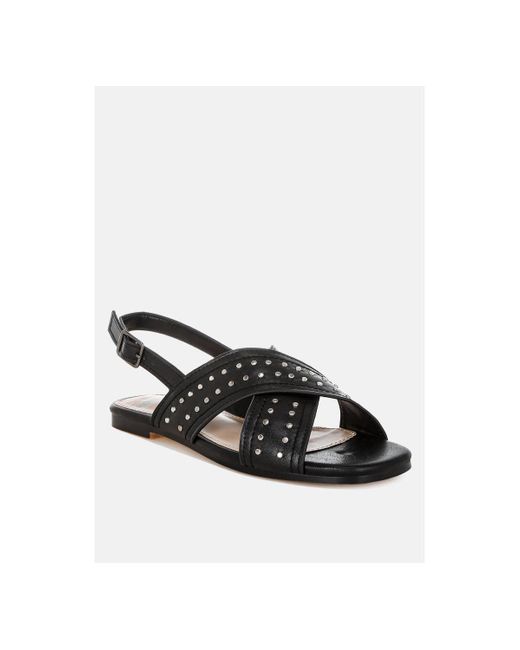 Rag & Co Black Calluna Stud Embellished Buckled Flats