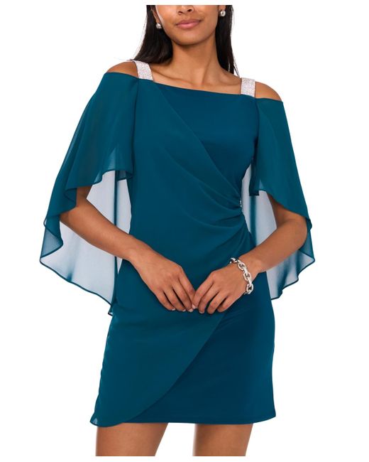 Msk Beaded strap Capelet back Dress in Blue Lyst