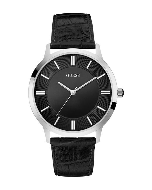 Guess Black Analog Leather Watch for men