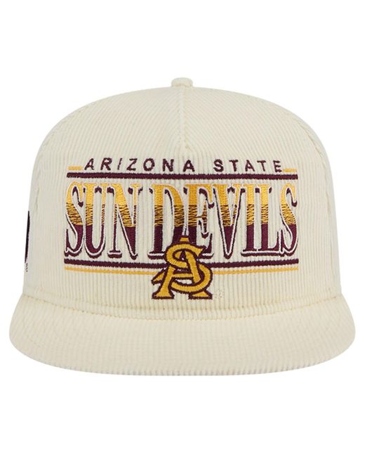 KTZ Natural White Arizona State Sun Devils Throwback Golfer Corduroy Snapback Hat for men
