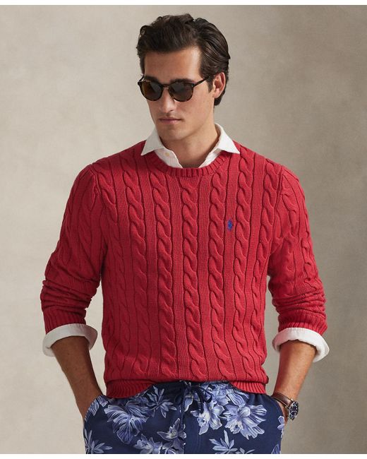 Polo Ralph Lauren Red Cable-knit Cotton Sweater for men