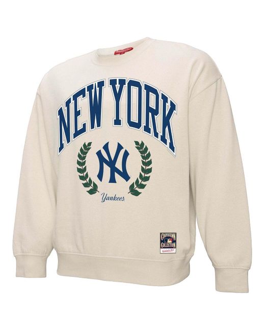 Mitchell & Ness White New York Yankees Cooperstown Collection Laurel Pullover Sweatshirt