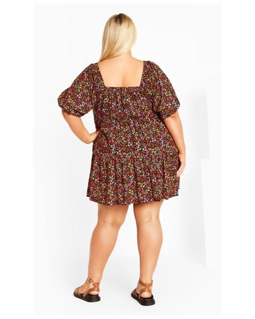 Avenue Brown Plus Size Bonnie Print Dress