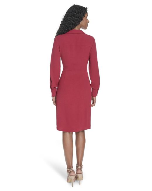 Calvin Klein Collared Long-sleeve A-line Dress