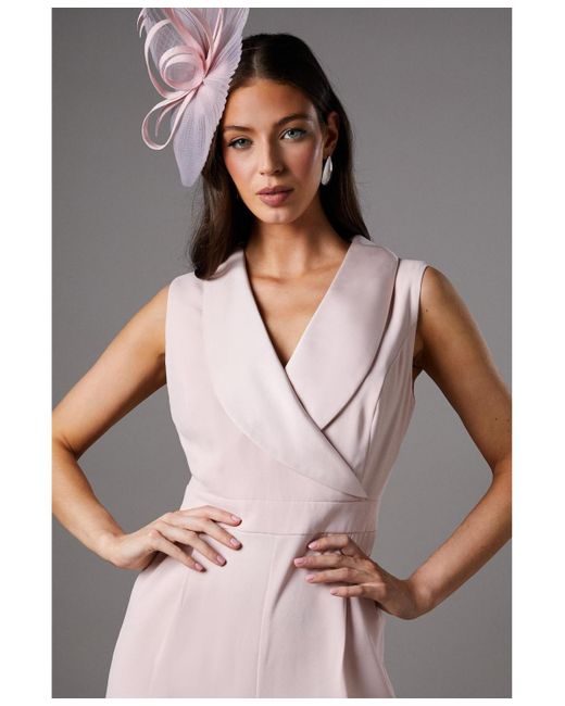 Coast Pink Crepe V-neck Wrap Wide Leg Jumpsuit