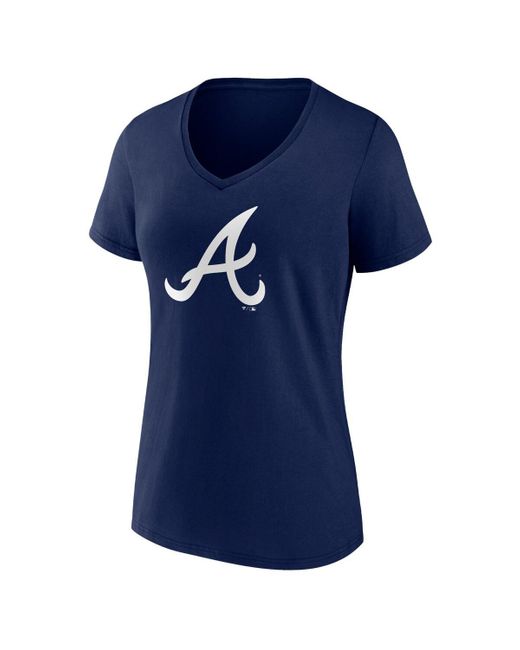 Fanatics Navy Atlanta Braves Core Official Logo Vneck Tshirt in Blue