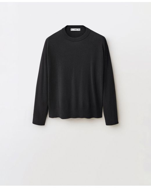 Mango Black Wool-blend Round-neck Sweater