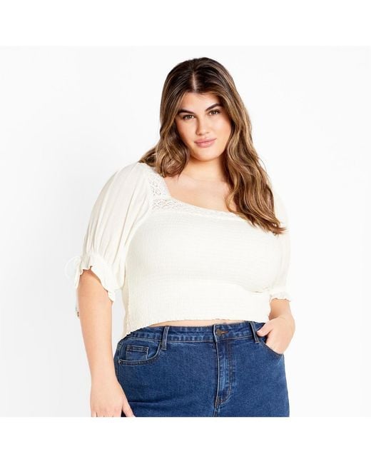 City Chic White Plus Size Aurora Plain Top
