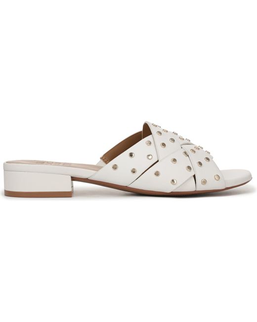 Naturalizer White Morena Studded Block Heel Slide Sandals