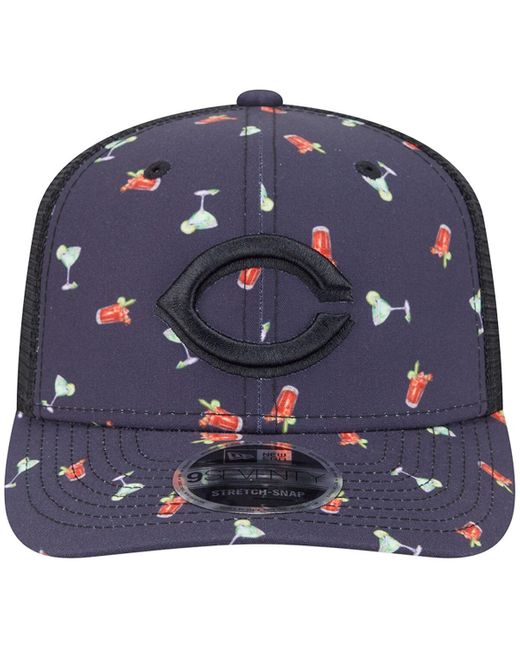 KTZ Blue Black Cincinnati Reds Adventure Drinks Pattern 9seventy Stretch-snap Hat for men