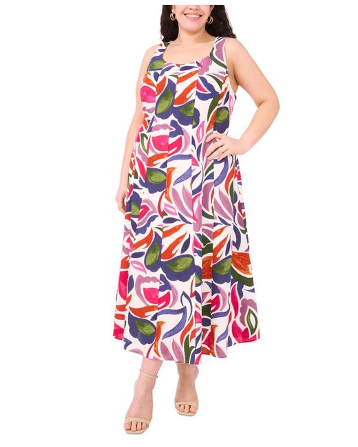 Msk Red Plus Size Printed Sleeveless Maxi Dress
