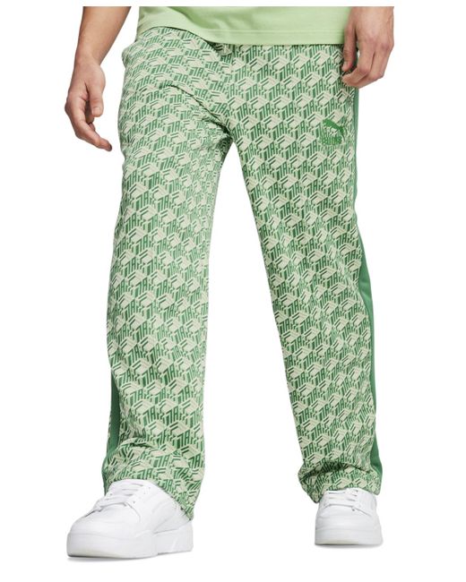 PUMA Green T7 Printed Track Pants for men