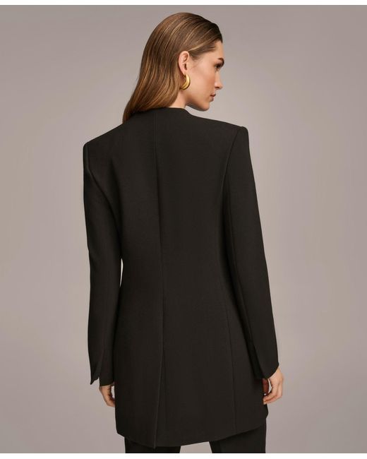 Donna Karan Black Collarless Hardware Blazer