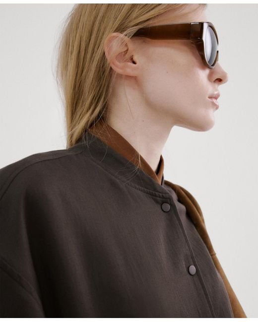 Mango Brown Lyocell Bomber Jacket