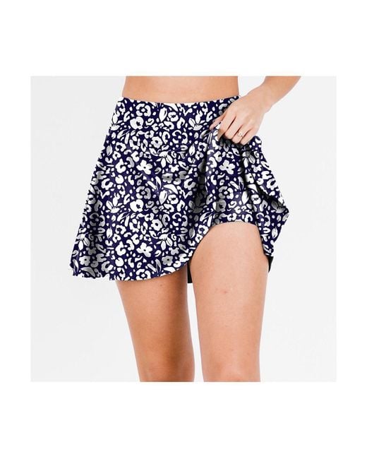 Calypsa Blue Flowy Swim Skirt With Attached Shorts