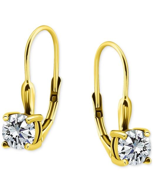 Giani Bernini Metallic Round Cubic Zirconia Leverback Earrings