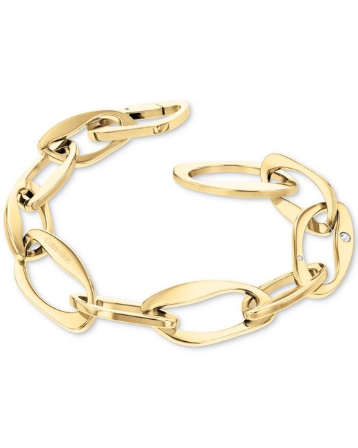 Calvin Klein Metallic Pave Sculpted Link Chain Bracelet