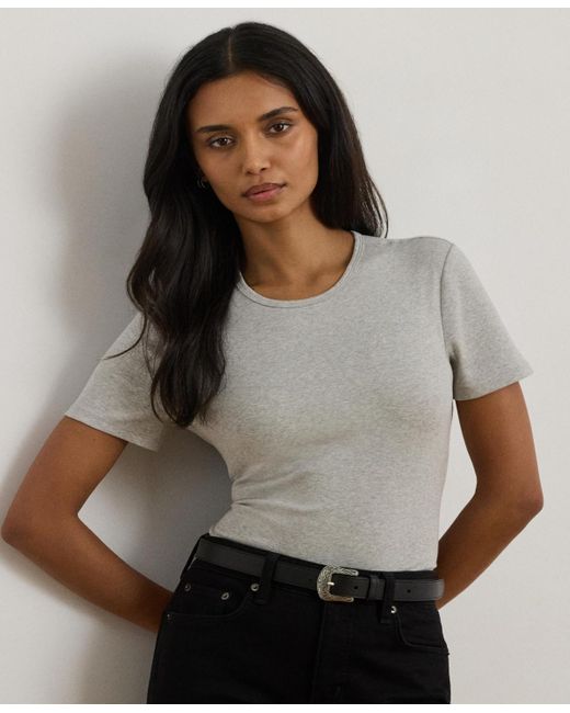 Ralph Lauren Gray Stretch Cotton Crewneck Tee