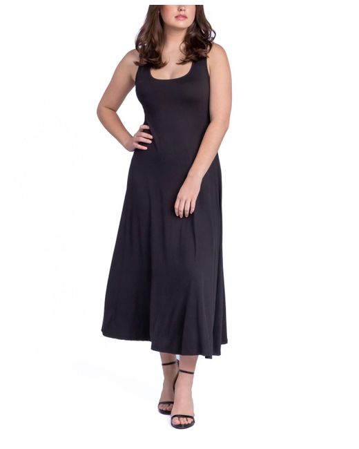 24seven Comfort Apparel Blue Relaxed Sleeveless Tunic A-line Long Dress