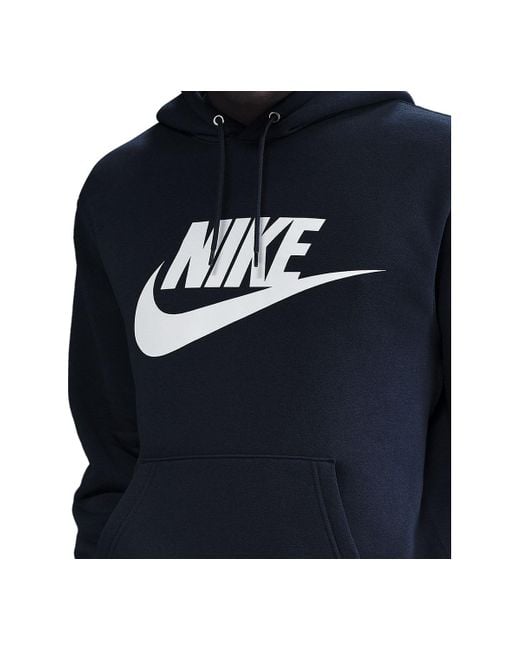 Nike Blue Club Fleece Standard-fit Logo-print Hoodie for men