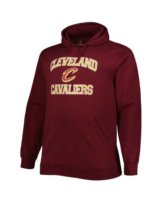 Profile Red Cleveland Cavaliers Big And Tall Heart And Soul Pullover Hoodie for men