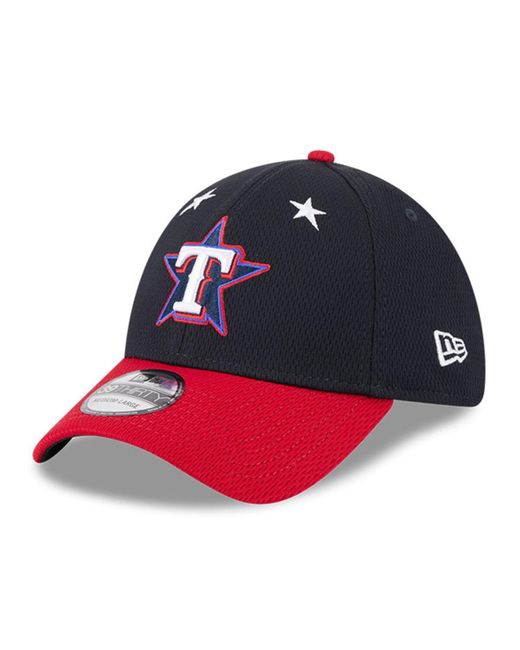 KTZ Blue Navy/red Texas Rangers 2025 Mlb All-star Game Workout 39thirty Flex Hat for men