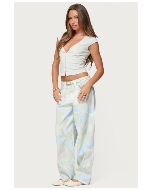 Edikted White Alza Button Up Top