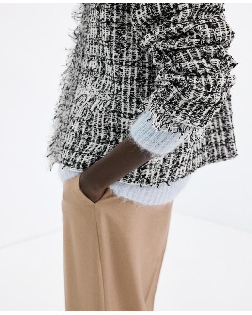Mango Gray Oversized Tweed Jacket