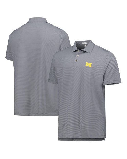 Peter Millar Gray Michigan Wolverines Jubilee Striped Performance Jersey Polo Shirt for men