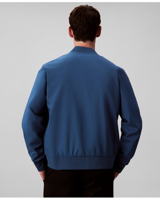 Calvin Klein Blue Logo-print Matte Bomber Jacket for men