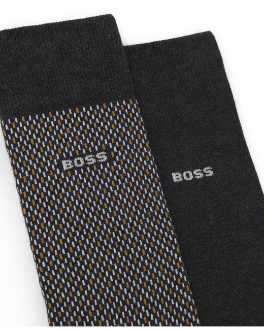 Boss Black Mini-pattern Combed Socks for men