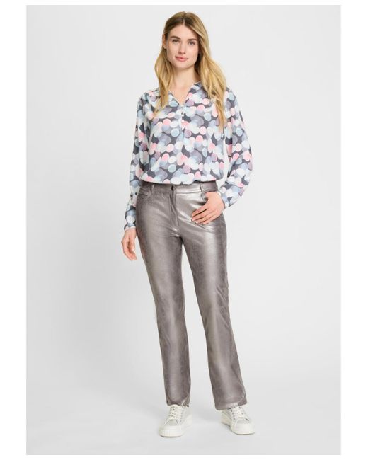 Olsen Gray Metallic Soft Leather Look Pant