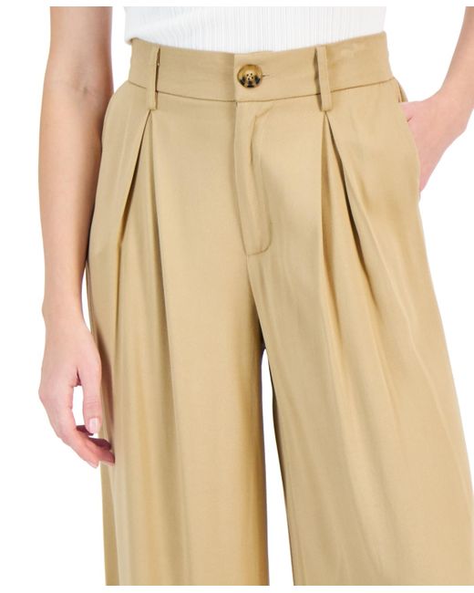 And Now This Natural Pleat-front Wide-leg Soft Pants
