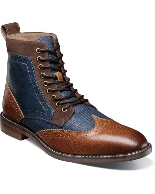 Stacy Adams Men's Brown Finnegan Wingtip Lace Up Boots