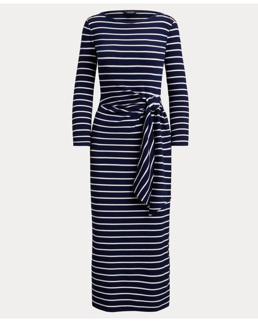 Ralph Lauren Blue Striped Tie-front Dress