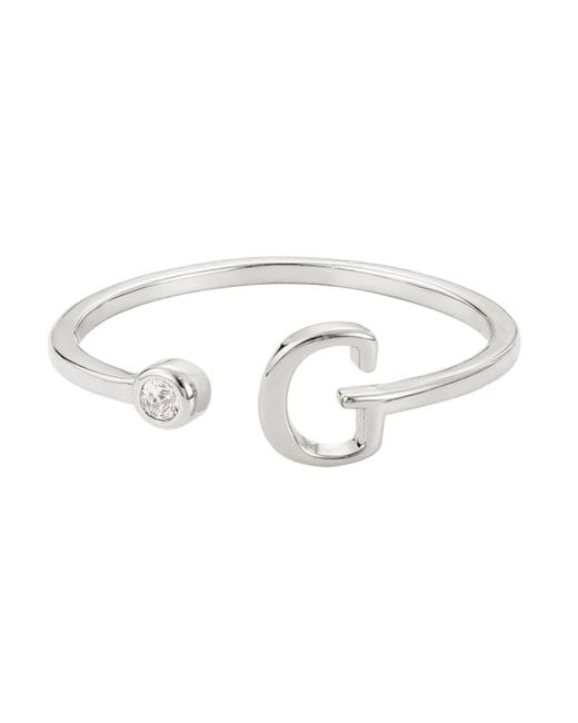Adornia White Silver Adjustable Cz Initial Ring