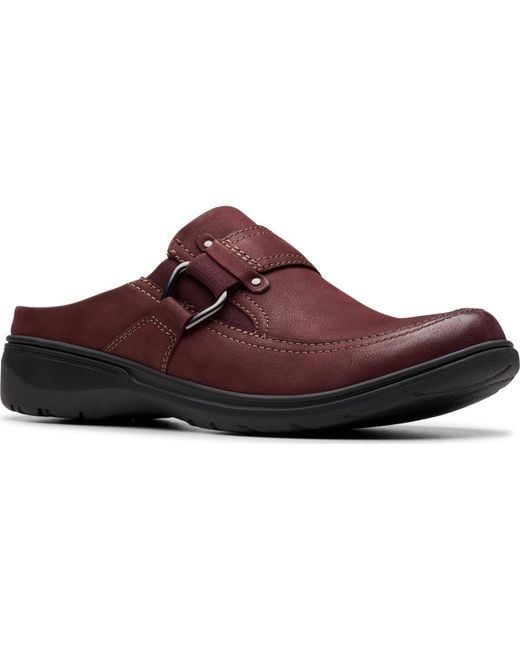 Clarks Red Carleigh Viola Round Toe Mules