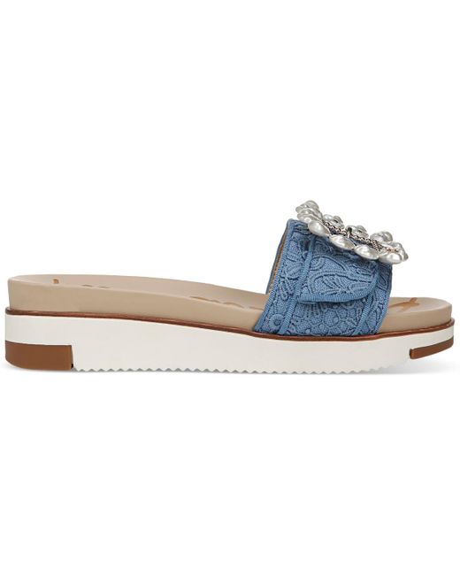 Sam Edelman Blue Ariane Platform Buckle Slide Sandals