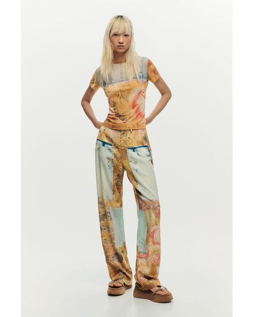 Desigual Blue Patchwork T-shirt